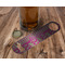 Pink & Green Paisley and Stripes Bottle Opener - In Use