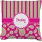 Pink & Green Paisley and Stripes Burlap Pillow 16"
