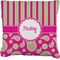 Pink & Green Paisley and Stripes Faux-Linen Throw Pillow 18" (Personalized)