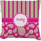 Pink & Green Paisley and Stripes Burlap Pillow 22"