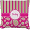Pink & Green Paisley and Stripes Faux-Linen Throw Pillow 20" (Personalized)