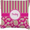 Pink & Green Paisley and Stripes Burlap Pillow 24"