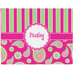 Pink & Green Paisley and Stripes Woven Fabric Placemat - Twill w/ Name or Text