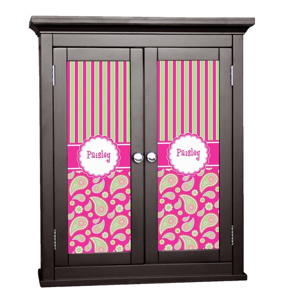 Custom Pink & Green Paisley and Stripes Cabinet Decal - Small (Personalized)