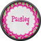 Pink & Green Paisley and Stripes Cabinet Knob - Black - Front
