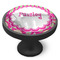 Pink & Green Paisley and Stripes Cabinet Knob - Black - Side