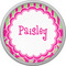 Pink & Green Paisley and Stripes Cabinet Knob - Nickel - Front