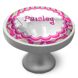 Pink & Green Paisley and Stripes Cabinet Knob (Personalized)