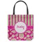 Pink & Green Paisley and Stripes Canvas Tote Bag - Small - 13"x13" (Personalized)