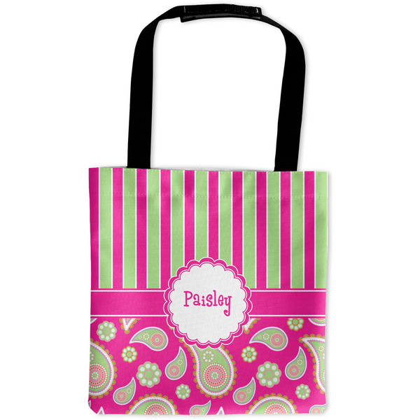 Custom Pink & Green Paisley and Stripes Auto Back Seat Organizer Bag (Personalized)