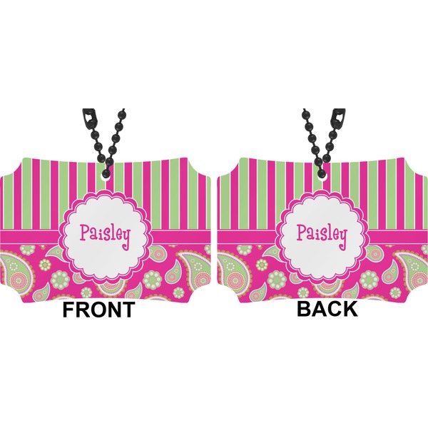 Pink & Green Paisley and Stripes Car Ornament - Berlin (Approval)