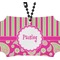 Pink & Green Paisley and Stripes Rear View Mirror Ornament (Personalized)