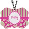 Pink & Green Paisley and Stripes Rear View Mirror Decor (Personalized)