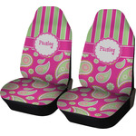 Pink & Green Paisley and Stripes Car Seat Covers (Set of Two) (Personalized)