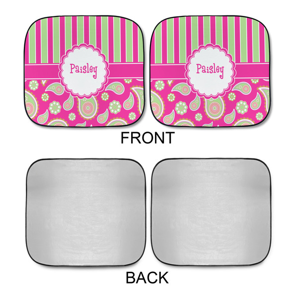 Pink & Green Paisley and Stripes Car Sun Shades - APPROVAL