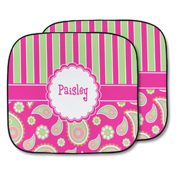 Pink & Green Paisley and Stripes Car Sun Shade - Two Piece (Personalized)