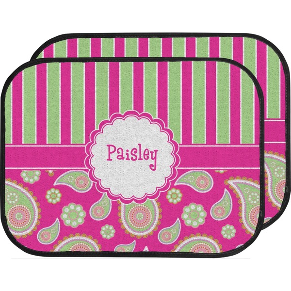Pink & Green Paisley and Stripes Custom Car Floor Mats (Back Seat)