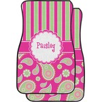 Pink & Green Paisley and Stripes Car Floor Mats (Front Seat) (Personalized)