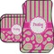 Pink & Green Paisley and Stripes Car Floor Mats Set - 2 Front & 2 Back (Personalized)