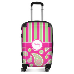 Pink & Green Paisley and Stripes Suitcase (Personalized)