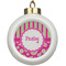 Pink & Green Paisley and Stripes Ceramic Ball Ornament (Personalized)