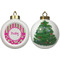 Pink & Green Paisley and Stripes Ceramic Christmas Ornament - X-Mas Tree (APPROVAL)