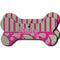 Pink & Green Paisley and Stripes Ceramic Flat Ornament - Bone Front & Back Double Print
