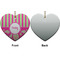 Pink & Green Paisley and Stripes Ceramic Flat Ornament - Heart Front & Back (APPROVAL)