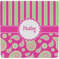 Pink & Green Paisley and Stripes Ceramic Tile Hot Pad (Personalized)