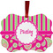 Pink & Green Paisley and Stripes Christmas Ornament (Front View)