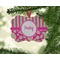 Pink & Green Paisley and Stripes Christmas Ornament (On Tree)
