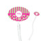 Pink & Green Paisley and Stripes Clear Plastic 7" Stir Stick - Oval - Closeup