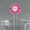 Pink & Green Paisley and Stripes Clear Plastic 7" Stir Stick - Round - Main