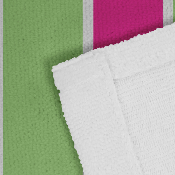 Pink & Green Paisley and Stripes Close up of Fabric