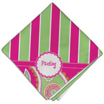 Pink & Green Paisley and Stripes Cloth Dinner Napkin - Single w/ Name or Text