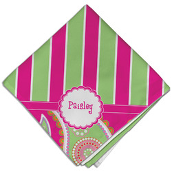 Pink & Green Paisley and Stripes Cloth Dinner Napkin - Single w/ Name or Text