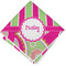 Pink & Green Paisley and Stripes Cloth Cocktail Napkin - Single w/ Name or Text