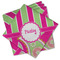 Pink & Green Paisley and Stripes Cloth Cocktail Napkins - Set of 4 w/ Name or Text