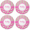 Pink & Green Paisley and Stripes Coaster Round Rubber Back - Apvl