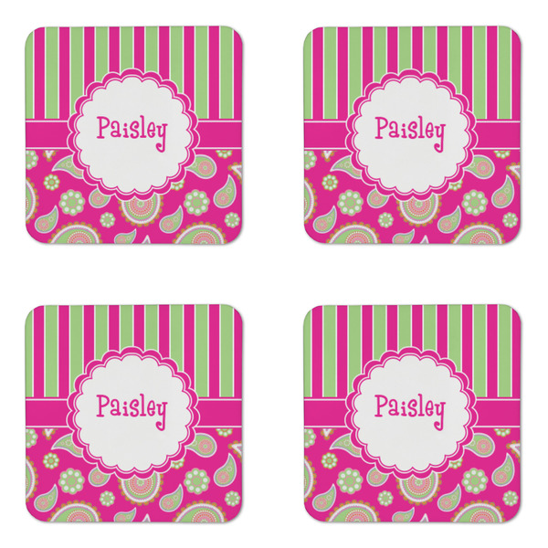 Pink & Green Paisley and Stripes Coaster Set - APPROVAL