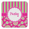 Pink & Green Paisley and Stripes Coaster Set - FRONT (one)