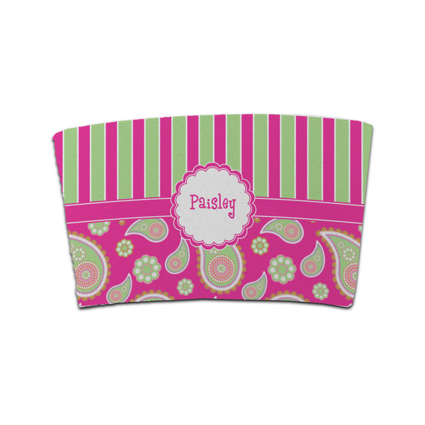 Custom Pink & Green Paisley and Stripes Coffee Cup Sleeve (Personalized)