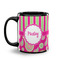 Pink & Green Paisley and Stripes Coffee Mug - 11 oz - Black