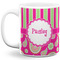 Pink & Green Paisley and Stripes Coffee Mug - 11 oz - Full- White