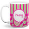 Pink & Green Paisley and Stripes 11 Oz Coffee Mug - White (Personalized)