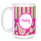 Pink & Green Paisley and Stripes Coffee Mug - 15 oz - White