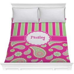 Pink & Green Paisley and Stripes Comforter - Full / Queen (Personalized)