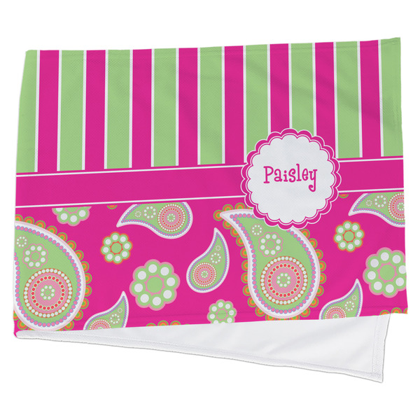 Custom Pink & Green Paisley and Stripes Cooling Towel (Personalized)