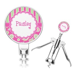 Pink & Green Paisley and Stripes Corkscrew (Personalized)