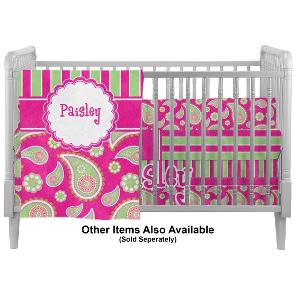 Pink & Green Paisley and Stripes Crib - Profile Sold Seperately